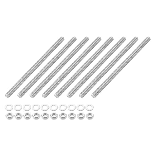 QUARKZMAN 8 Stück Vollgewindestange M3 x 50mm 201 Edelstahl Rechtsgewinde Stangen Mit Muttern Und Unterlegscheiben Vollgewindestange Für Klemmen, Aufhänger Und U-Bolzen von QUARKZMAN