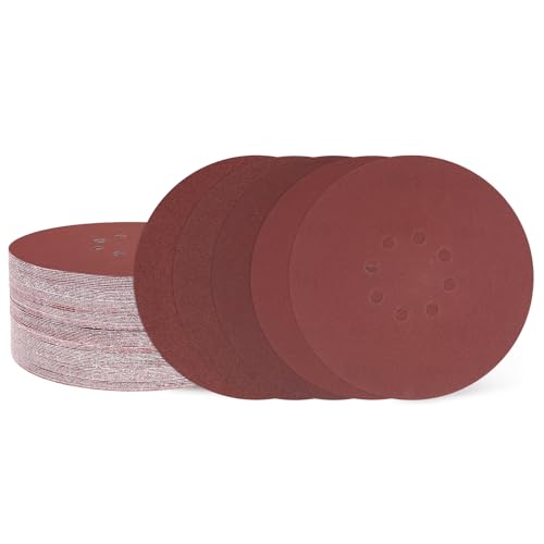 QUARKZMAN 80 Stück 230mm 9 Zoll Schleifscheibe 8 Loch 40/60/80/100/120/150/180/240 Körnung Klett-Schleifpapier Zufällige Orbital-Schleifpads für Holzbearbeitung Automobil Metall von QUARKZMAN