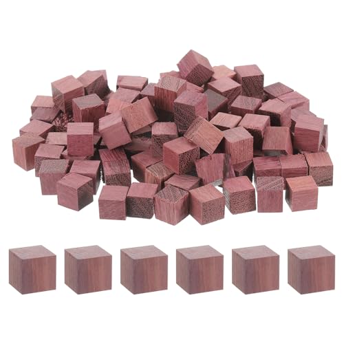QUARKZMAN 80 Stück Holzblöcke, 0,59 Zoll Unvollendete Holzblöcke für Handwerk Kleine Leere Holzblöcke Holzquadratblöcke für Kunsthandwerk und DIY-Dekor, Lila Holz von QUARKZMAN