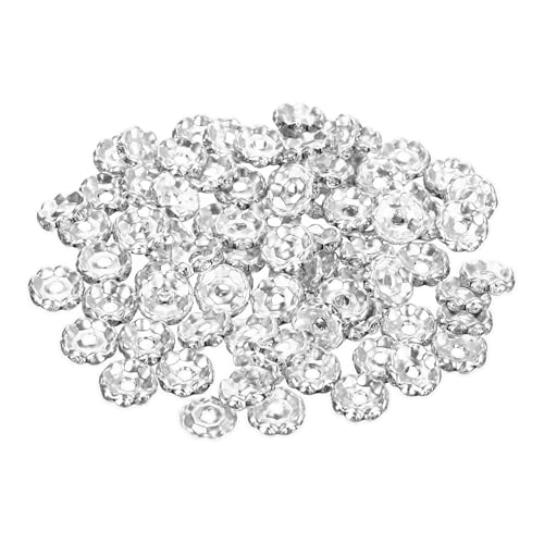QUARKZMAN 80 Stück Zwischenperlen Rondelle Spacer Perlen zum Auffädeln, 10mm Strass Schmuckperlen Abstandsperlen Glasperlen für Armbänder DIY Schmuckherstellung Halsketten, Gewelltes Silber QUARKZMAN 80 Stück Zwischenperlen Rondelle Spacer Perlen zum Auffädeln, 10mm Strass Schmuckperlen Abstandsperlen Glasperlen für Armbänder DIY Schmuckherstellung Halsketten, Gewelltes Silber von QUARKZMAN