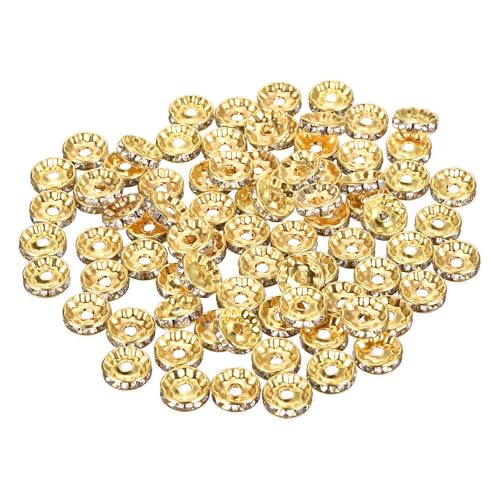 QUARKZMAN 80 Stück Zwischenperlen Rondelle Spacer Perlen zum Auffädeln, 10mm Strass Schmuckperlen Abstandsperlen Glasperlen für Armbänder DIY Schmuckherstellung Halsketten, Imitation Gold QUARKZMAN 80 Stück Zwischenperlen Rondelle Spacer Perlen zum Auffädeln, 10mm Strass Schmuckperlen Abstandsperlen Glasperlen für Armbänder DIY Schmuckherstellung Halsketten, Imitation Gold von QUARKZMAN