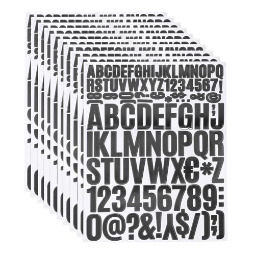 QUARKZMAN 810 Stück Vinyl Buchstaben Aufkleber, 10 Blätter 1,5 Zoll Schwarze Selbstklebende Niedliche Alphabet-Zahlen-Aufkleber für DIY Kunsthandwerk, Geschenkkarten, Notizbuch Aufkleber von QUARKZMAN
