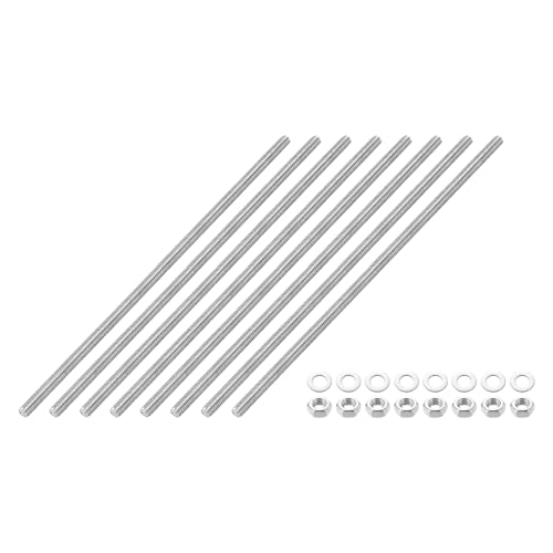 QUARKZMAN 8Stk Vollgewindestangen M3 x 100mm 201 Edelstahl Rechtsgewinde Stangen Mit Muttern Und Unterlegscheiben Vollgewindestangen Für Klemmen Aufhänger Und U-Bolzen von QUARKZMAN