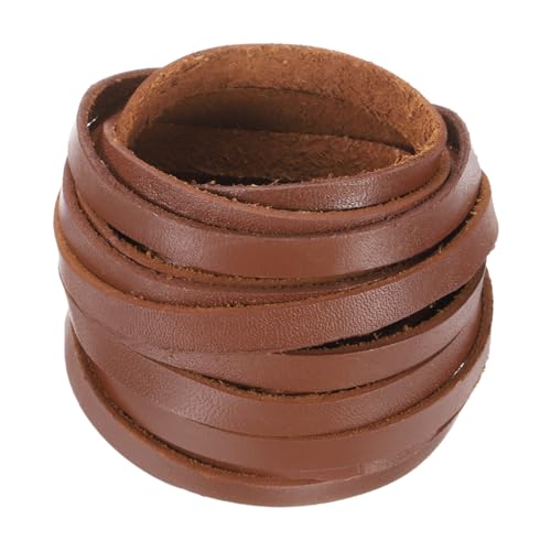 QUARKZMAN 8mm Flaches Kunstlederband, 5 Yards Flechtkordel Lederseile für Armbänder Halsketten Schmuckherstellung Schuhband DIY Basteln, Dunkel Natur von QUARKZMAN