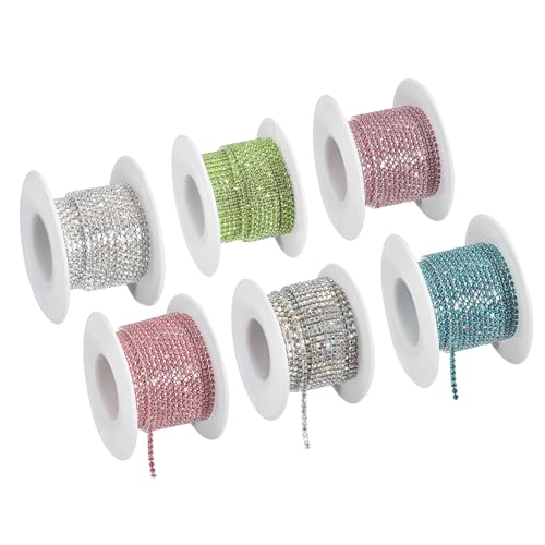 QUARKZMAN 9 Rolle 33 Yards 2MM Kristall Strass Kette Besatz für Nähen Basteln Hochzeit Party Heimwerken Dekoration Grün von QUARKZMAN