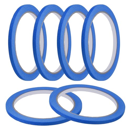QUARKZMAN Abdeckband 0,2 Zoll x 21 Yard Malerband Blaues Klebeband für DIY Basteln Kunst Zeichnen Dekoration Beschriftung Autolackierung Künstler Lehrer, Packung mit 6 von QUARKZMAN