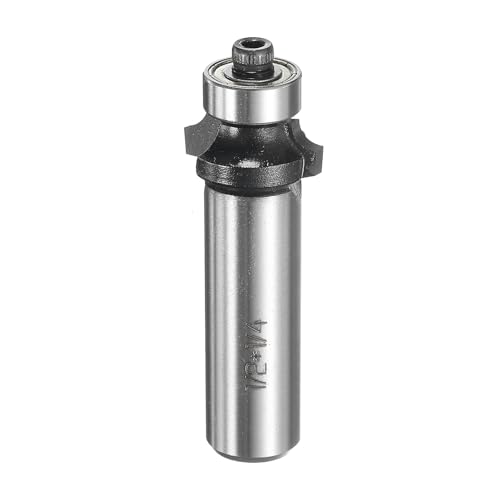 QUARKZMAN Abrundfräser 1/2" Schaft 1/4" Schneiddurchmesser (1/8" Schneidradius) Hartmetall bestückte 2-Schneiden Abrundfräser mit Lagerführung für Holzarbeiten Schreiner, Schwarz von QUARKZMAN