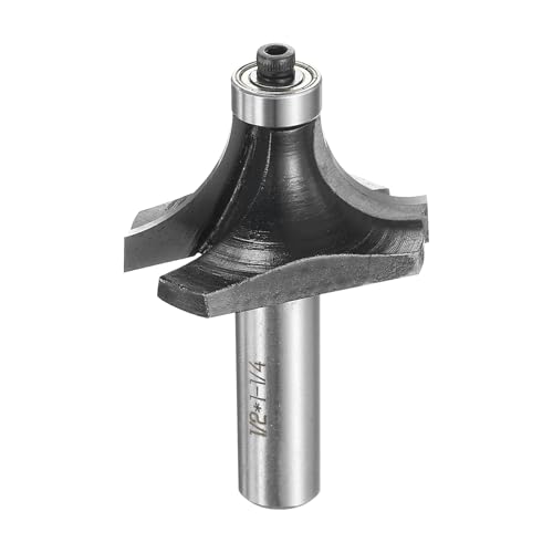 QUARKZMAN Abrundfräser 1/2" Schaft 1-1/4" Schneiddurchmesser (5/8" Schneidradius) Hartmetall bestückte 2-Schneiden Abrundfräser mit Lagerführung für Schreinerarbeiten, Schwarz von QUARKZMAN
