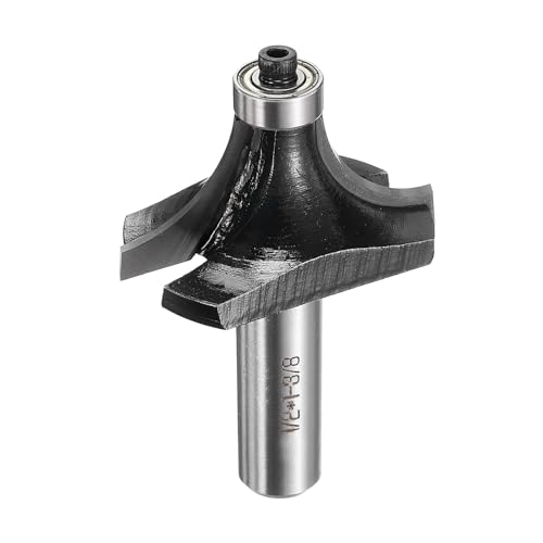 QUARKZMAN Abrundfräser 1/2" Schaft 1-3/8" Schneiddurchmesser (11/16" Schneidradius) Hartmetall bestückte 2-Schneiden Abrundfräser mit Lagerführung für Holzarbeiten , Schwarz von QUARKZMAN