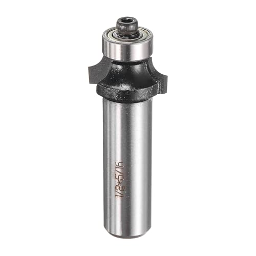 QUARKZMAN Abrundfräser 1/2" Schaft 5/16" Schneiddurchmesser (5/32" Schneidradius) Hartmetall bestückte 2-Schneiden Abrundfräser mit Lagerführung für Schreinerarbeiten, Schwarz von QUARKZMAN