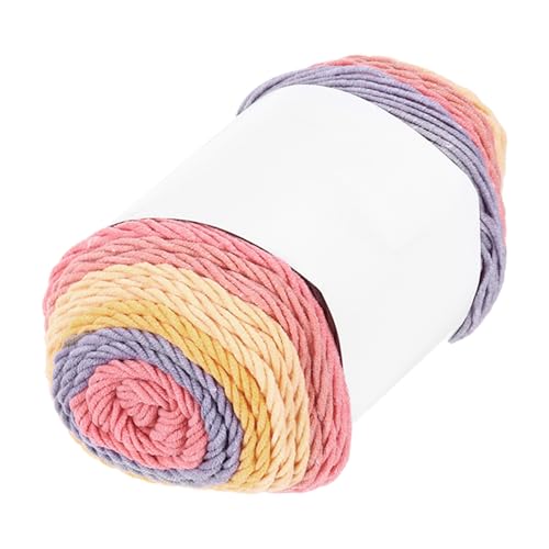 QUARKZMAN Acrylgarn zum Häkeln, 211 Yard 5-fädiges buntes weiches Häkelgarn Baumwollkuchen-Garn für DIY-Strickhandwerk Decken(1 Packx100g, Pink, Gelb, Lila) von QUARKZMAN