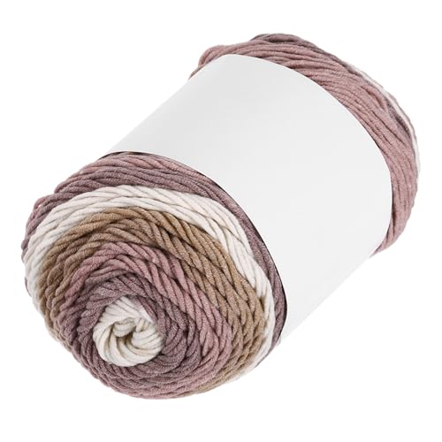 QUARKZMAN Acrylgarn zum Häkeln, 211 Yard 5-fädiges buntes weiches Häkelgarn Baumwollkuchen-Garn für DIY-Strickhandwerk Decken (1 Packx100g, Beige, Braun, Lila) von QUARKZMAN