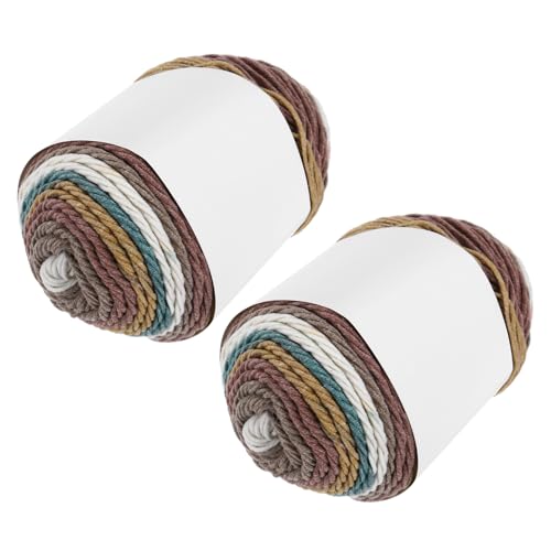 QUARKZMAN Acrylgarn zum Häkeln, 422 Yard 5-fädiges buntes weiches Häkelgarn Baumwollkuchen-Garn für DIY-Strickhandwerk Decken(2 Packx100g, Kaffee, Gelb, Rot, Grün) von QUARKZMAN