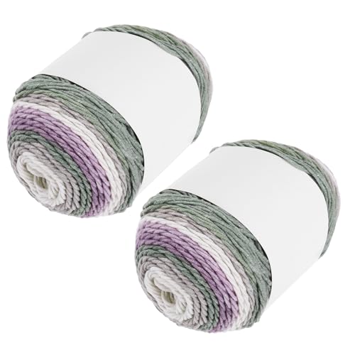 QUARKZMAN Acrylgarn zum Häkeln, 422 Yard 5-fädiges buntes weiches Häkelgarn Baumwollkuchen-Garn für DIY-Strickhandwerk Decken(2 Packx100g,Lila,Grau,Grün) von QUARKZMAN