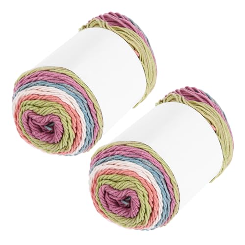 QUARKZMAN Acrylgarn zum Häkeln, 422 Yard 5-fädiges buntes weiches Häkelgarn Baumwollkuchen-Garn für DIY-Strickhandwerk Decken (2 Packx100g, Beige, Orange, Grün, Blau, Rosarot) von QUARKZMAN
