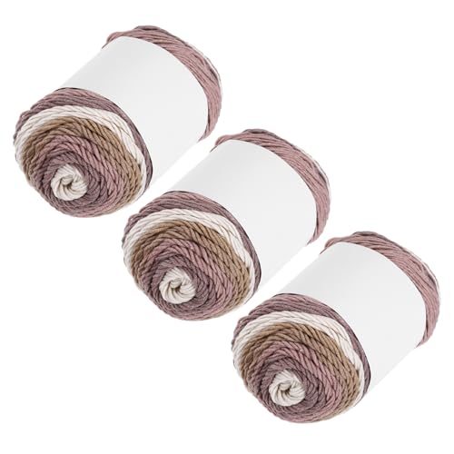 QUARKZMAN Acrylgarn zum Häkeln, 634 Yard 5-fädiges buntes weiches Häkelgarn Baumwollkuchen-Garn für DIY-Strickhandwerk Decken (3 Packx100g, Beige, Braun, Lila) von QUARKZMAN