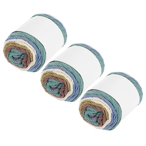 QUARKZMAN Acrylgarn zum Häkeln, 634 Yard 5-fädiges buntes weiches Häkelgarn Baumwollkuchen-Garn für DIY-Strickhandwerk Decken (3 Packx100g, Blau, Braun, Grün, Beige) von QUARKZMAN
