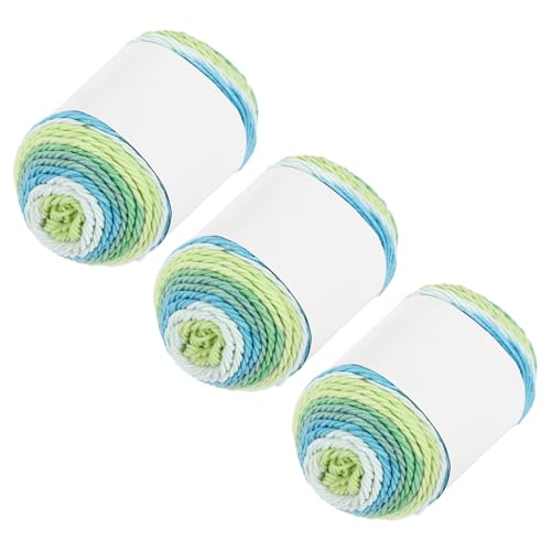 QUARKZMAN Acrylgarn zum Häkeln, 634 Yard 5-fädiges buntes weiches Häkelgarn Baumwollkuchen-Garn für DIY-Strickhandwerk Decken (3 Packx100g, Grün, Blau, Gelb) von QUARKZMAN