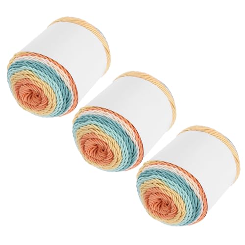QUARKZMAN Acrylgarn zum Häkeln, 634 Yard 5-fädiges buntes weiches Häkelgarn Baumwollkuchen-Garn für DIY-Strickhandwerk Decken (3 Packx100g, Orange, Grün, Gelb, Beige) von QUARKZMAN