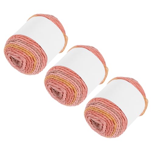 QUARKZMAN Acrylgarn zum Häkeln, 634 Yard 5-fädiges buntes weiches Häkelgarn Baumwollkuchen-Garn für DIY-Strickhandwerk Decken (3 Packx100g, Pink, Gelb, Rot) von QUARKZMAN