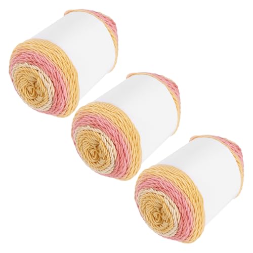 QUARKZMAN Acrylgarn zum Häkeln, 634 Yard 5-fädiges buntes weiches Häkelgarn Baumwollkuchen-Garn für DIY-Strickhandwerk Decken (3 Packx100g, Pink, Rot, Gelb) von QUARKZMAN