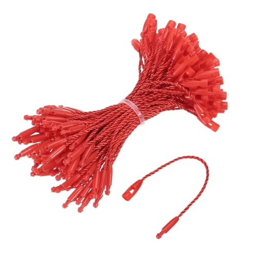 QUARKZMAN Baumwoll-Hangtag-Schnappverschluss-Pins Loop-Preisschild-Befestiger Plastik-Tags-Bindungen Rot 3,2 Zoll Packung mit 100 von QUARKZMAN