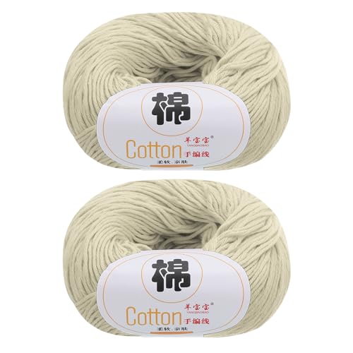QUARKZMAN Baumwollgarn, 100% Baumwoll-Chunky-Garn zum Handstricken, Deckengarn zum Häkeln, 2 Pakete à 100g/3,53oz (pro Strang 50g/137yards)/Beige von QUARKZMAN