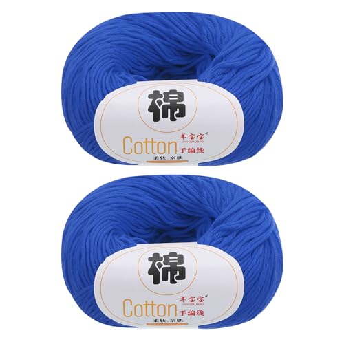 QUARKZMAN Baumwollgarn, 100% Baumwoll-Chunky-Garn zum Handstricken, Deckengarn zum Häkeln, 2 Pakete à 100g/3,53oz (pro Strang 50g/137yards)/Blassblau von QUARKZMAN