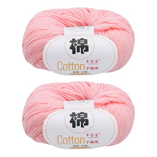 QUARKZMAN Baumwollgarn, 100% Baumwoll-Chunky-Garn zum Handstricken, Deckengarn zum Häkeln, 2 Pakete à 100g/3,53oz (pro Strang 50g/137yards)/Dunkelrosa von QUARKZMAN