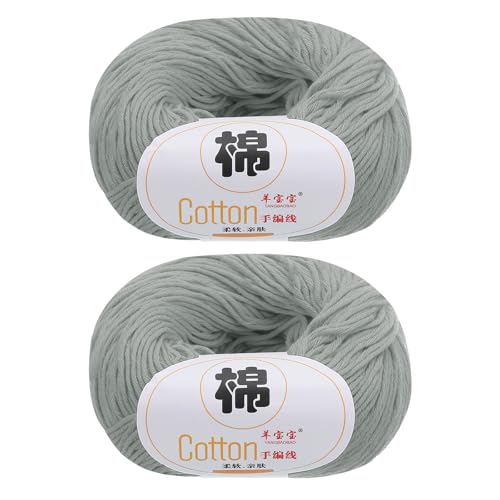 QUARKZMAN Baumwollgarn, 100% Baumwoll-Chunky-Garn zum Handstricken, Deckengarn zum Häkeln, 2 Pakete à 100g/3,53oz (pro Strang 50g/137yards)/Grau von QUARKZMAN