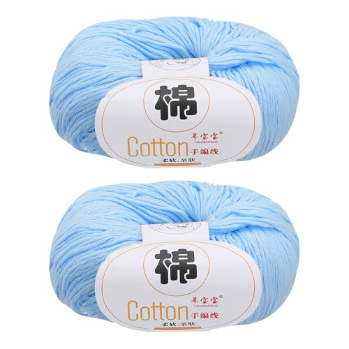 QUARKZMAN Baumwollgarn, 100% Baumwoll-Chunky-Garn zum Handstricken, Deckengarn zum Häkeln, 2 Pakete à 100g/3,53oz (pro Strang 50g/137yards)/Heavy Blue von QUARKZMAN