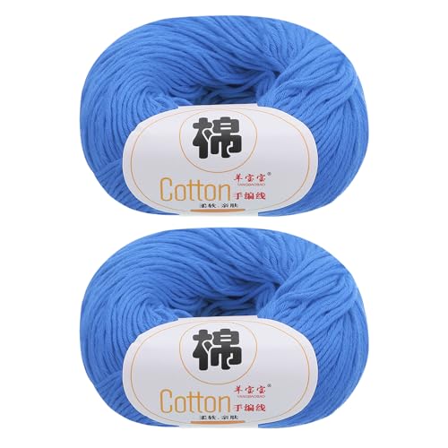 QUARKZMAN Baumwollgarn, 100% Baumwoll Chunky Garn zum Handstricken, Deckengarn zum Häkeln, 2 Pakete à 100g/3,53oz (pro Strang 50g/137yards)/Himmelblau von QUARKZMAN