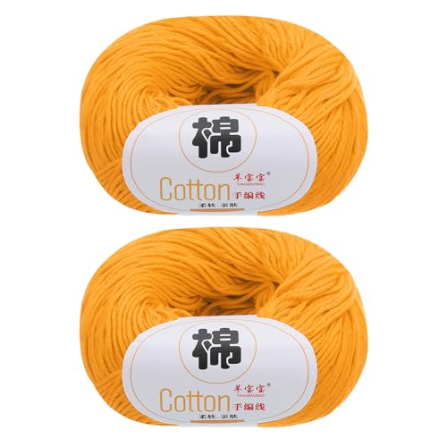 QUARKZMAN Baumwollgarn, 100% Baumwoll-Chunky-Garn zum Handstricken, Deckengarn zum Häkeln, 2 Pakete à 100g/3,53oz (pro Strang 50g/137yards)/Orange von QUARKZMAN