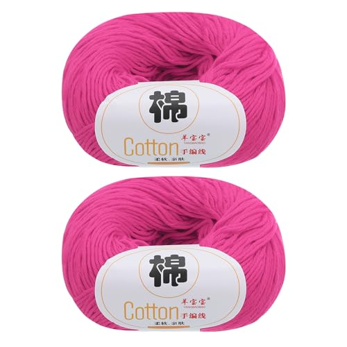 QUARKZMAN Baumwollgarn, 100% Baumwoll-Chunky-Garn zum Handstricken, Deckengarn zum Häkeln, 2 Pakete à 100g/3,53oz (pro Strang 50g/137yards)/Pfirsichrosa von QUARKZMAN