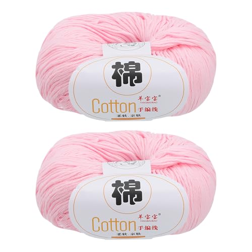QUARKZMAN Baumwollgarn, 100% Baumwoll-Chunky-Garn zum Handstricken, Deckengarn zum Häkeln, 2 Pakete à 100g/3,53oz (pro Strang 50g/137yards)/Pink von QUARKZMAN