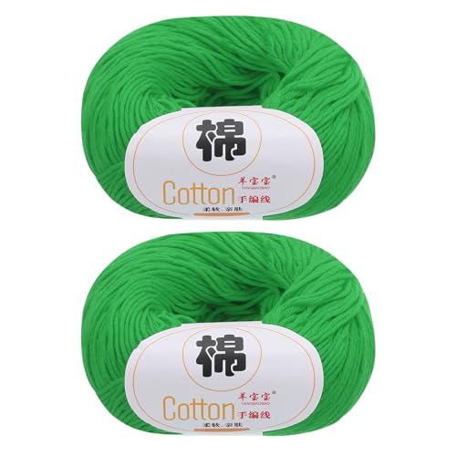 QUARKZMAN Baumwollgarn, 100% Baumwoll-Chunky-Garn zum Handstricken, Deckengarn zum Häkeln, 2 Pakete à 100g/3,53oz (pro Strang 50g/137yards)/Tiefgrün von QUARKZMAN