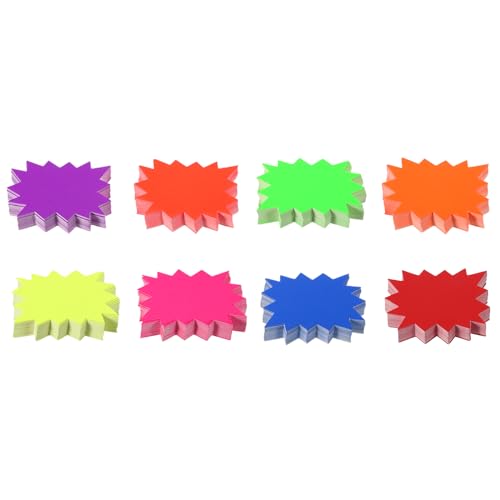 QUARKZMAN Blanko-Stern-Verkaufsschilder, Preisschilder, fluoreszierende Stern-Preisetiketten, 90 x 70 mm, 8 Farben für die Preisauszeichnung im Einzelhandel, 400 Stück QUARKZMAN Blanko-Stern-Verkaufsschilder, Preisschilder, fluoreszierende Stern-Preisetiketten, 90 x 70 mm, 8 Farben für die Preisauszeichnung im Einzelhandel, 400 Stück von QUARKZMAN