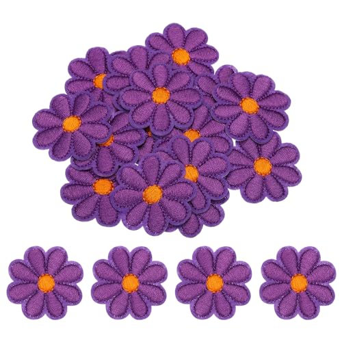 QUARKZMAN Blumen Aufbügler Patches Bestickte Blumenflicken Reparaturflicken für Kleidung Rucksack Schuhdekoration 90x90mm/3.54x3.54" Packung mit 15 (Lila) von QUARKZMAN