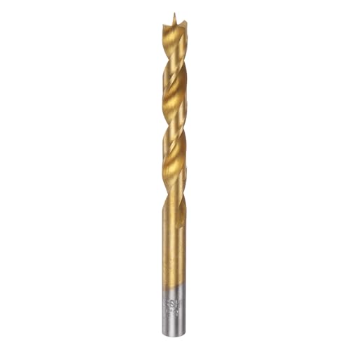QUARKZMAN Brad Point Bohrer 8,5 mm (21/64") Durchmesser Gerader Rund Schaft Bohrer Metrische Brad Point Spiral Twist Bohrer für Schreiner Holzbearbeitung Kunststoff Gummi, Golden von QUARKZMAN