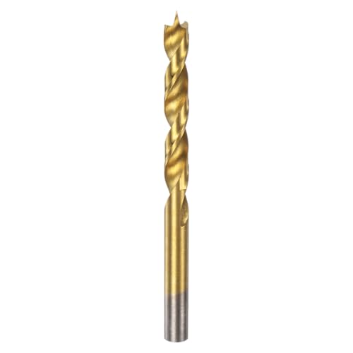 QUARKZMAN Brad Point Bohrer 9mm (23/64") Durchmesser Gerader Rund Schaft Bohrer Metrische Brad Point Spiral Twist Bohrer für Schreiner Holzbearbeitung Kunststoff Gummi, Golden von QUARKZMAN