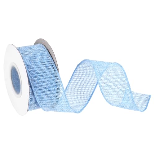 QUARKZMAN Burlap Ribbon Fabric Wired Edge Ribbons Light Blue 1-1/2 Inch x 5 Yard Wired Ribbon for Gift Wrapping, Bow, Wreath, Christmas Tree, Flower Bouquet, with Roller von QUARKZMAN