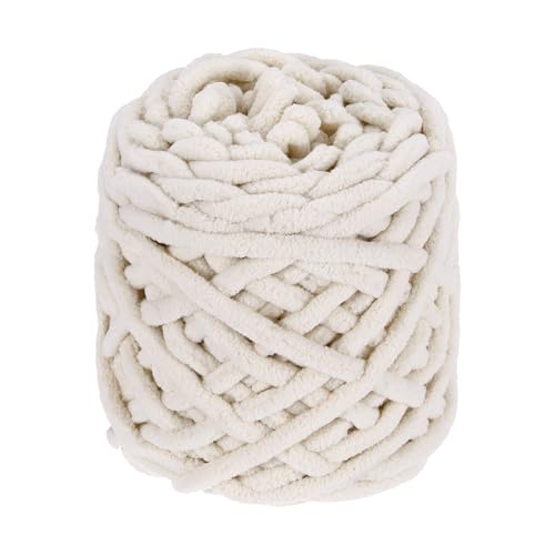 QUARKZMAN Chenille Chunky Garn, 100g/3,5oz Plüschiges Dickes Flauschiges Garn zum Häkeln, Weiche Samtdecke für Pullover Handstricken Häkeln (Beige, 45 m/49 Yards) von QUARKZMAN