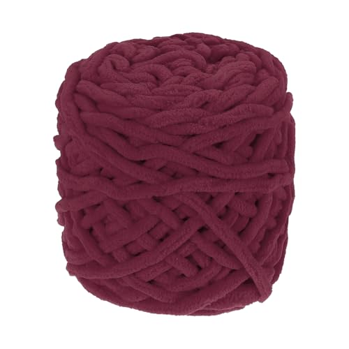 QUARKZMAN Chenille Chunky Garn, 100g/3,5oz Plüschiges Dickes Flauschiges Garn zum Häkeln, Weiche Samtdecke für Pullover Handstricken Häkeln (Dunkelrot, 45 m/49 Yards) von QUARKZMAN