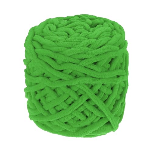 QUARKZMAN Chenille Chunky Garn, 100g/3,5oz Plüschiges Dickes Flauschiges Garn zum Häkeln, Weiche Samtdecke für Pullover Handstricken Häkeln (Grün, 45 m/49 Yards) von QUARKZMAN