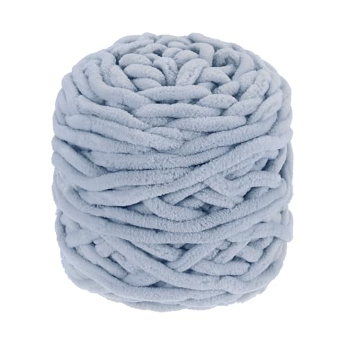 QUARKZMAN Chenille Chunky Garn, 100g/3,5oz Plüschiges Dickes Flauschiges Garn zum Häkeln, Weiche Samtdecke für Pullover Handstricken Häkeln (Hellgrau, 45 m/49 Yards) von QUARKZMAN