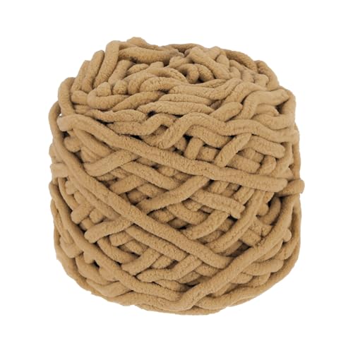 QUARKZMAN Chenille Chunky Garn, 100g/3,5oz Plüschiges Dickes Flauschiges Garn zum Häkeln, Weiche Samtdecke für Pullover Handstricken Häkeln (Khaki, 45 m/49 Yards) von QUARKZMAN