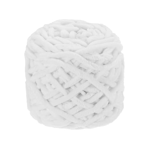 QUARKZMAN Chenille Chunky Garn, 100g/3,5oz Plüschiges Dickes Flauschiges Garn zum Häkeln, Weiche Samtdecke für Pullover Handstricken Häkeln (Weiß, 45 m/49 Yards) von QUARKZMAN