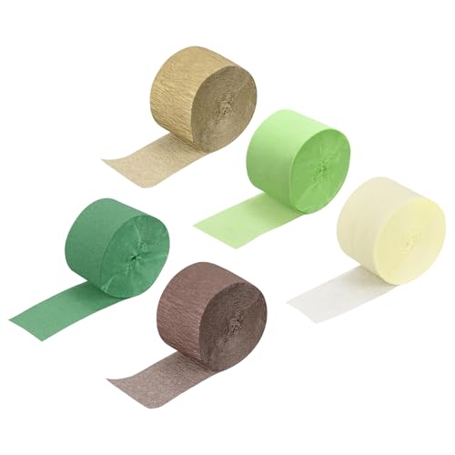 QUARKZMAN Crepe Papier Streamer Party Streamer Dekorationen 1,8 Zoll x 27 ft für Geburtstagsfeier Hochzeit Festival Party Dekorationen, Grün, Dunkelgrün, Gold, Beige, Braun, Packung mit 5 QUARKZMAN Crepe Papier Streamer Party Streamer Dekorationen 1,8 Zoll x 27 ft für Geburtstagsfeier Hochzeit Festival Party Dekorationen, Grün, Dunkelgrün, Gold, Beige, Braun, Packung mit 5 von QUARKZMAN
