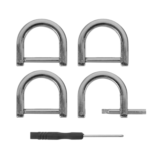 QUARKZMAN D-Ringe Schrauben in Schäkel, 4 Stück 0,59 Zoll Zinklegierung Hufeisen U-Form D-Ring Schnallen für Geldbörse DIY Lederhandwerk Schlüsselanhänger, Schwarz von QUARKZMAN