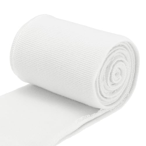 QUARKZMAN Elastische Bündchen Gerippte Abschlüsse 31,5" x 2,8'' Baumwollstoff Gestricktes Rippband Stretch-Bündchen Ärmelbund für DIY-Nähen, Beige 1 Paar von QUARKZMAN
